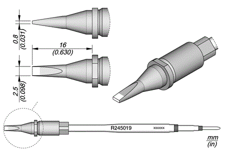 Cartridge Chisel 2.5 x 0.8 Long